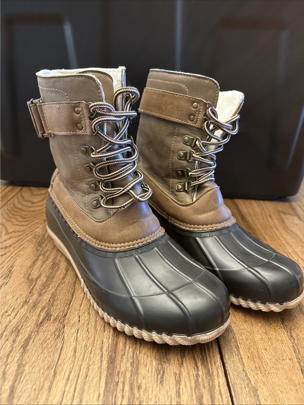 Canyon Creek 692 Women's Brown Lined Faux Leather/Rubber Duck Boot Sz 10